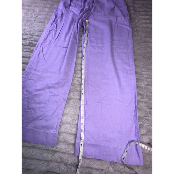 Abercrombie & Fitch Pants Women's‎ Medium Lilac Linen Blend Wide Leg High Waist - Picture 5 of 15